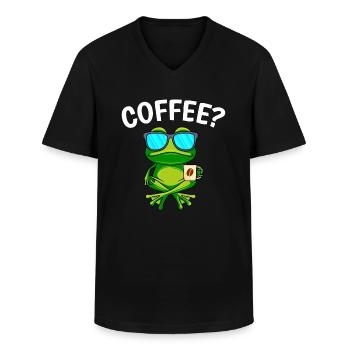 Coffee? Coffee drinker Fully automatic coffee machine Espresso - Men's V-Neck T-Shirt - black - Front - AI Model Male 178 dark (178cm)