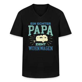 Ein echter Papa zieht Wohnwagen Camper Wohnwagen - Männer-T-Shirt mit V-Ausschnitt - Schwarz - Vorne - AI Model Male 178 dark (178cm)
