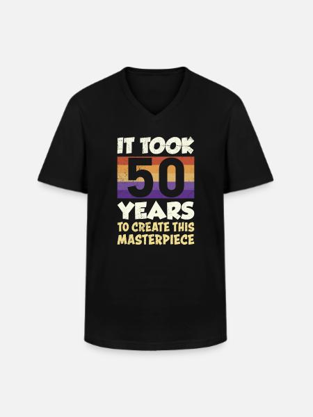 Dad's birthday 50 - Men's V-Neck T-Shirt - black