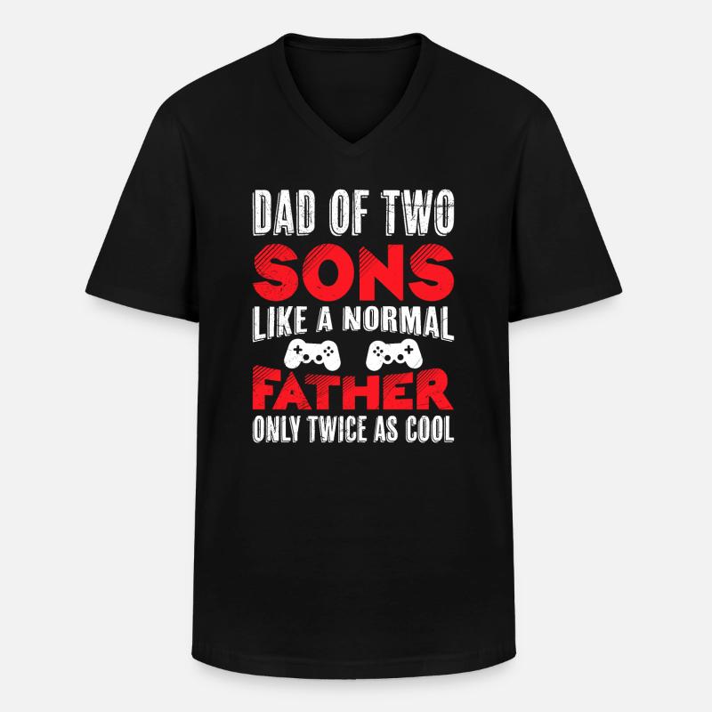 Papa 2 Söhne 2 Kinder - Männer-T-Shirt mit V-Ausschnitt - Schwarz
