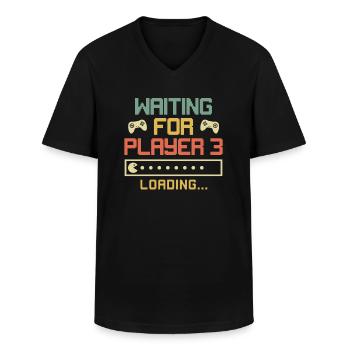 En attendant la naissance du bébé du joueur 3 - T-shirt col V Homme - noir - Devant - AI Model Male 178 dark (178cm)
