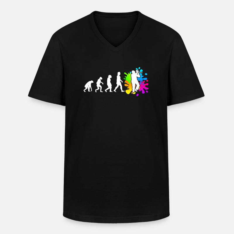 Paintball Evolution Paintballer - Männer-T-Shirt mit V-Ausschnitt - Schwarz