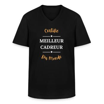 Certifié meilleur cadreur du monde - T-shirt col V Homme - noir - Devant - AI Model Male 178 dark (178cm)