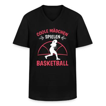 Coole Mädchen spielen Basketball Damen - Männer-T-Shirt mit V-Ausschnitt - Schwarz - Vorne - AI Model Male 178 dark (178cm)