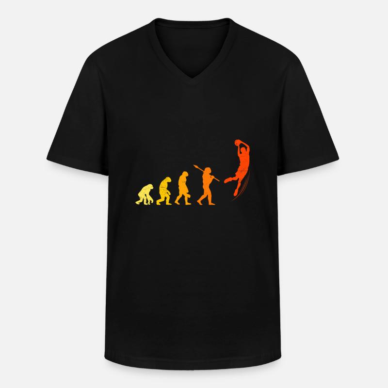 Basketballer Evolution Affe Basketball - Männer-T-Shirt mit V-Ausschnitt - Schwarz