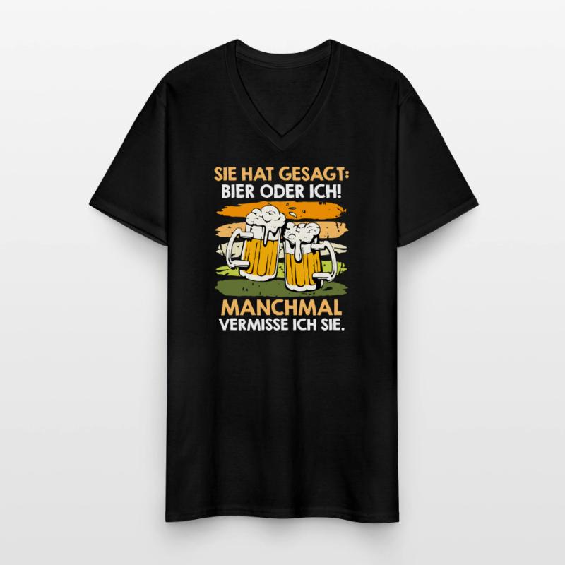 Männer Bier Spruch Ehefrau oder Bier Biertrinker Männer-T-Shirt mit V-Ausschnitt