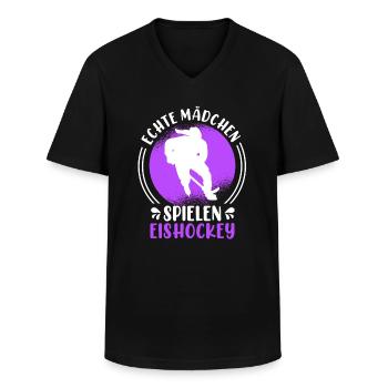 Echte Mädchen spielen Eishockey Damen - Männer-T-Shirt mit V-Ausschnitt - Schwarz - Vorne - AI Model Male 178 dark (178cm)