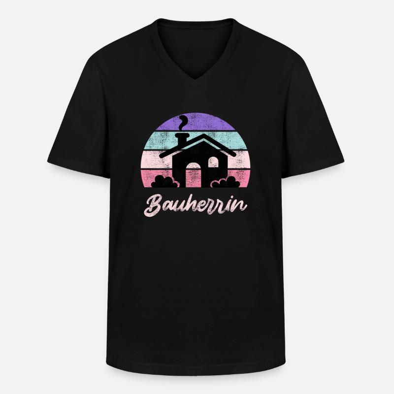 Eigenheim Bauherrin - Männer-T-Shirt mit V-Ausschnitt - Schwarz