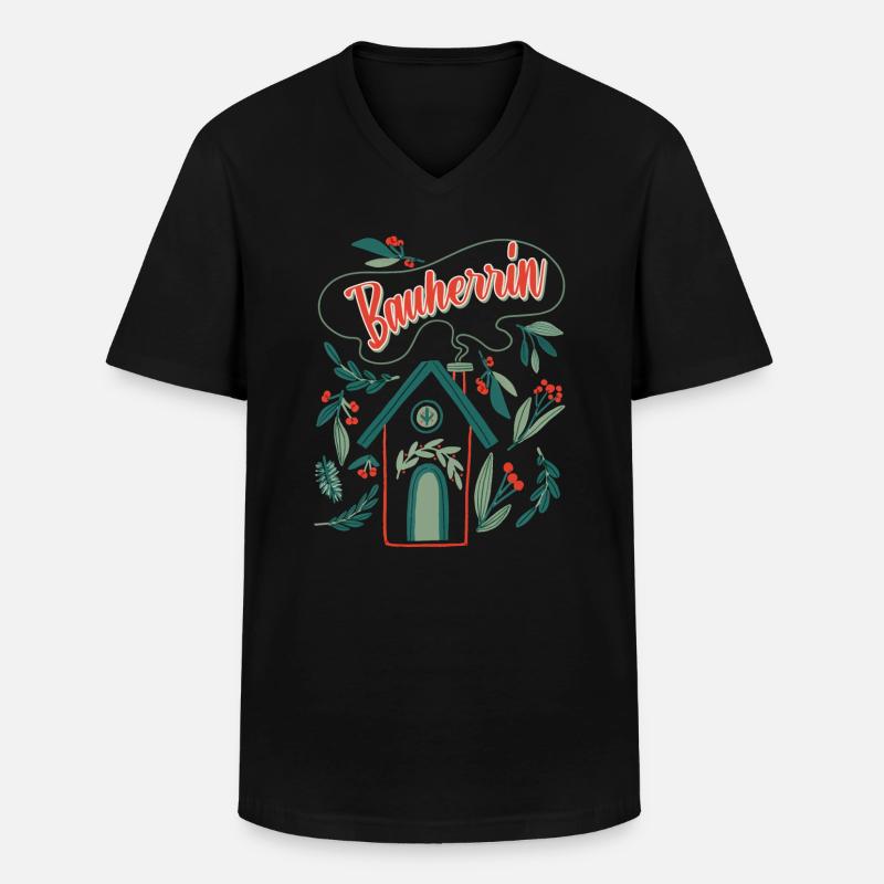 Bauherrin Eigenheim Damen - Männer-T-Shirt mit V-Ausschnitt - Schwarz