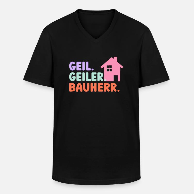 Geil Geiler Bauherr - Männer-T-Shirt mit V-Ausschnitt - Schwarz