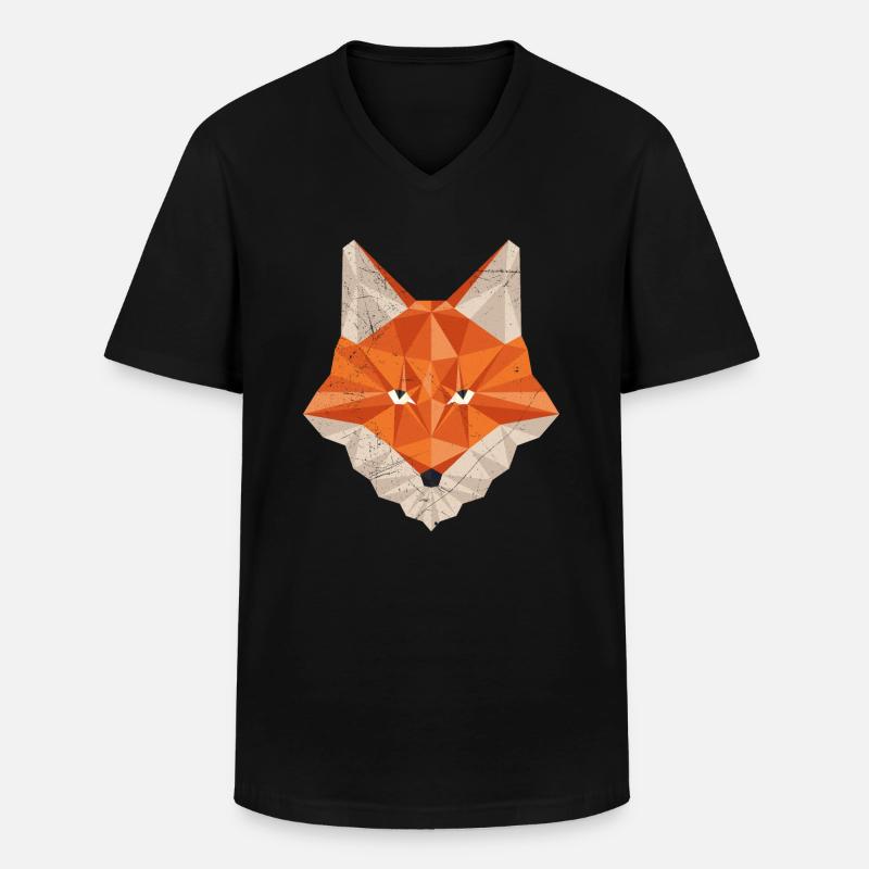 Fuchs Polygon Jäger Jagd - Männer-T-Shirt mit V-Ausschnitt - Schwarz