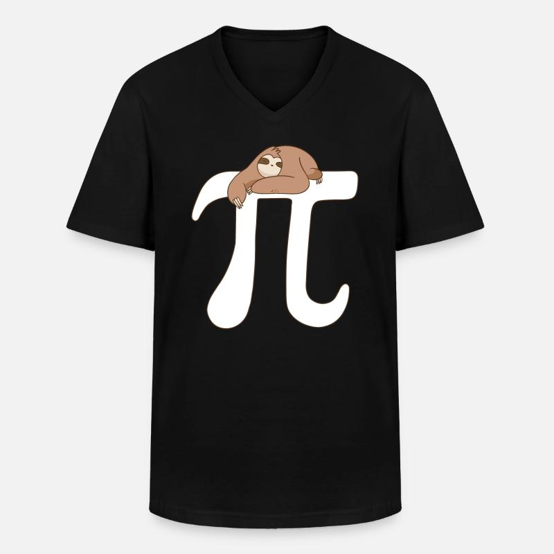 Math Sloth Pi - Männer-T-Shirt mit V-Ausschnitt - Schwarz
