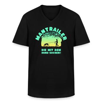 Mantrailer - die mit dem Hund suchen Jagdhund F - Männer-T-Shirt mit V-Ausschnitt - Schwarz - Vorne - AI Model Male 178 dark (178cm)