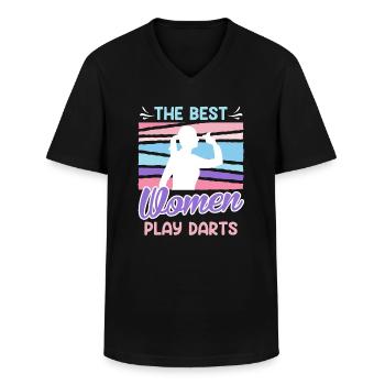 Great Women Darts Ladies Darts Accessories Darts - Men's V-Neck T-Shirt - black - Front - AI Model Male 178 dark (178cm)