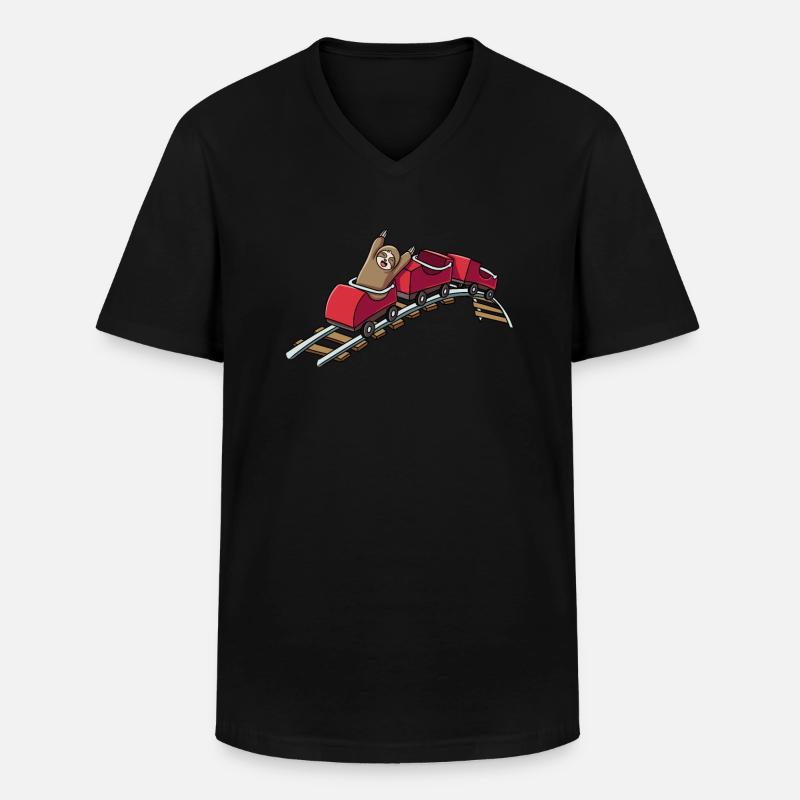 Faultier Achterbahn - Männer-T-Shirt mit V-Ausschnitt - Schwarz