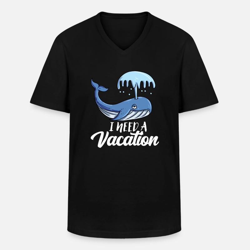 Blauwal - Männer-T-Shirt mit V-Ausschnitt - Schwarz