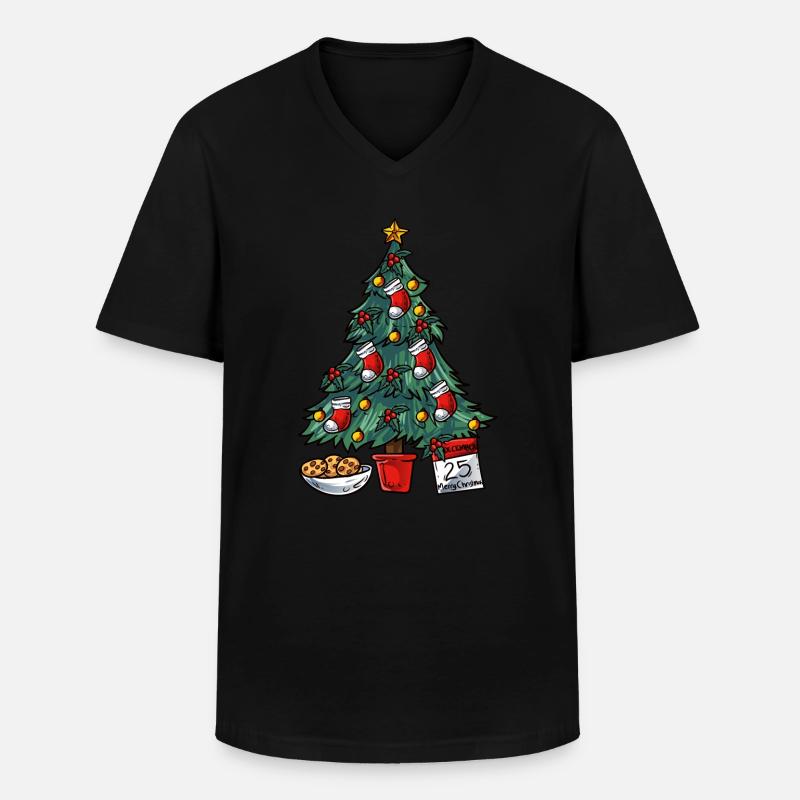 Weihnachtsbaum - Männer-T-Shirt mit V-Ausschnitt - Schwarz