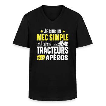 Tracteur Apéro Alcool Cadeau Vintage T-shirt Mug - T-shirt col V Homme - noir - Devant - AI Model Male 178 dark (178cm)