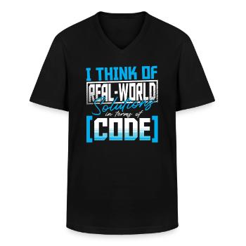 Javascript Software Developer - Men's V-Neck T-Shirt - black - Front - AI Model Male 178 dark (178cm)