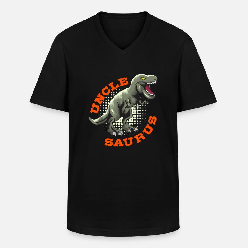 Onkel Saurus - Männer-T-Shirt mit V-Ausschnitt - Schwarz