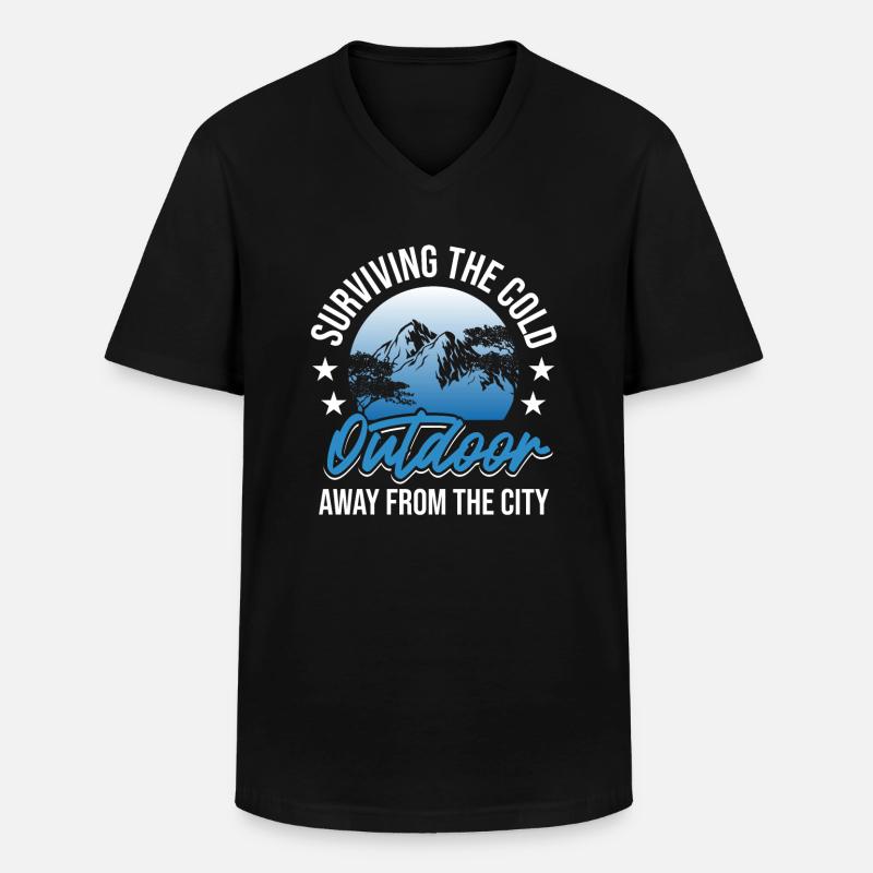 Survival Camping Bushcraft - Männer-T-Shirt mit V-Ausschnitt - Schwarz