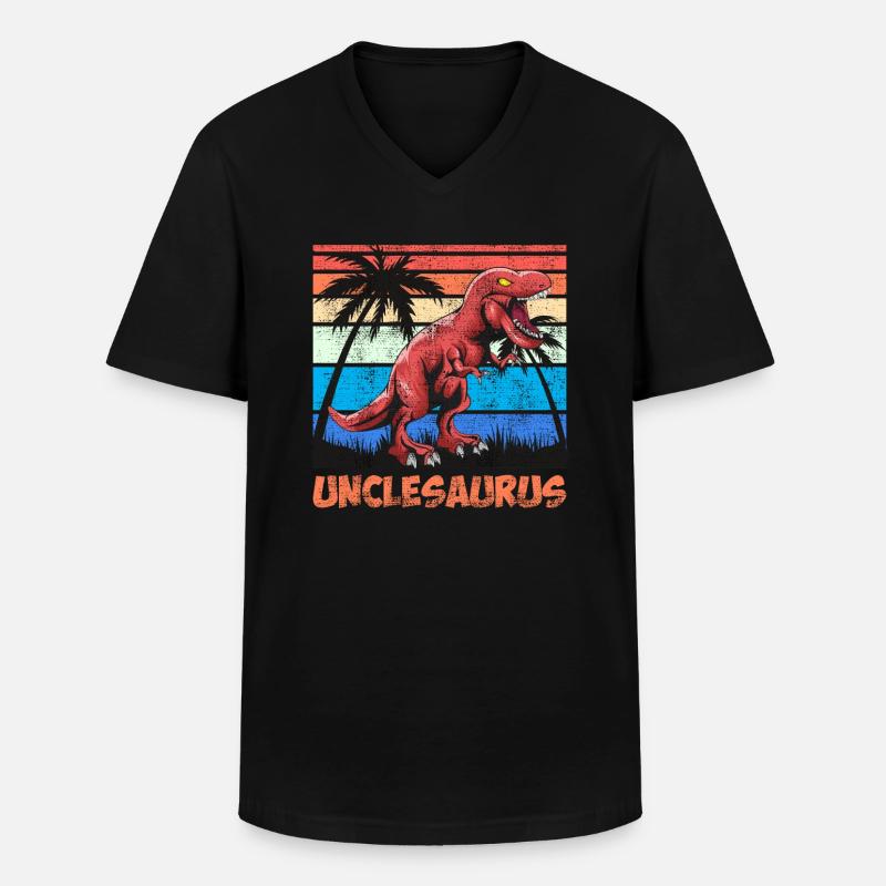 Unclesaurus Onkel - Männer-T-Shirt mit V-Ausschnitt - Schwarz