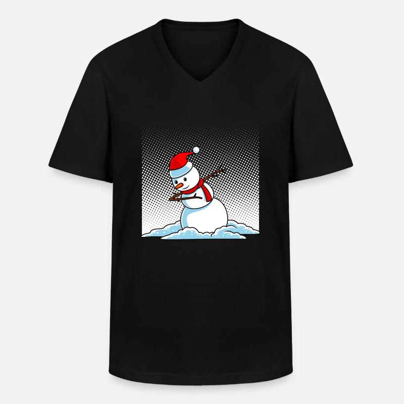Dabbing Schneemann - Männer-T-Shirt mit V-Ausschnitt - Schwarz