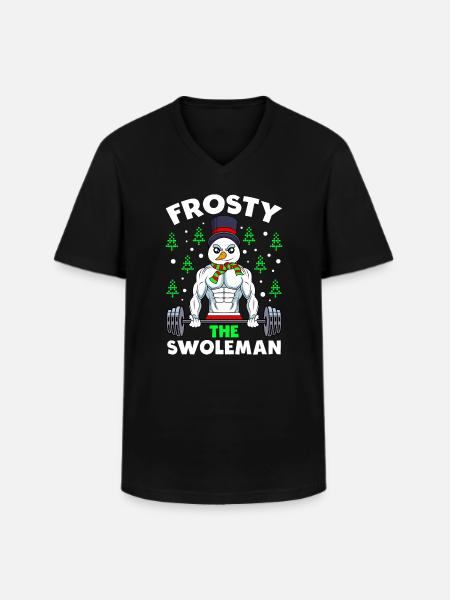 Ugly Christmas Bodybuilder Snowman - Men's V-Neck T-Shirt - black