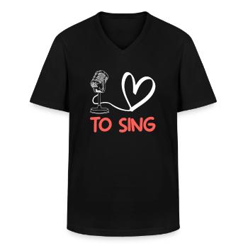singer i love to sing - Men's V-Neck T-Shirt - black - Front - AI Model Male 178 dark (178cm)