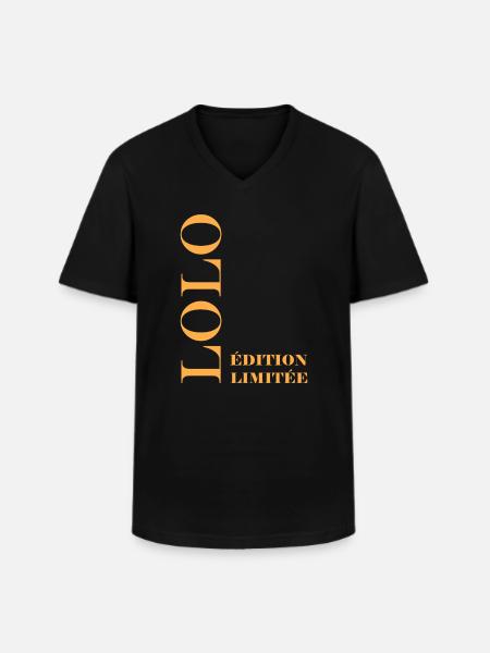 Lolo - T-shirt col V Homme - noir