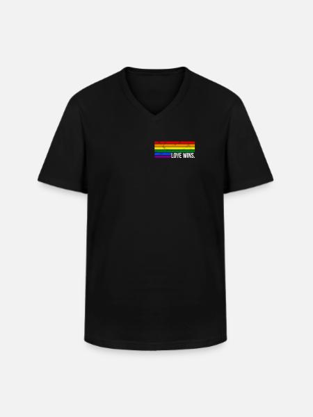 love wins - LGBT Rainbow - Equality - Men's V-Neck T-Shirt - black