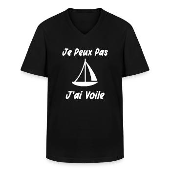 Je peux pas j'ai voile - T-shirt col V Homme - noir - Devant - AI Model Male 178 dark (178cm)