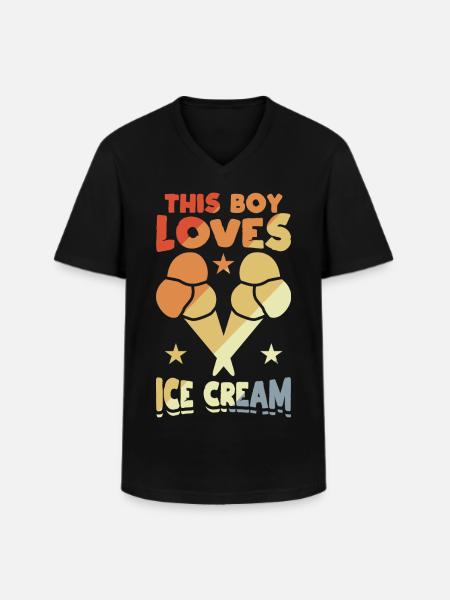 Dieser Junge liebt Eiscreme - Männer-T-Shirt mit V-Ausschnitt - Schwarz