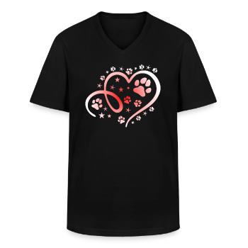 Herz mit Pfötchen und Sternen - Männer-T-Shirt mit V-Ausschnitt - Schwarz - Vorne - AI Model Male 178 dark (178cm)