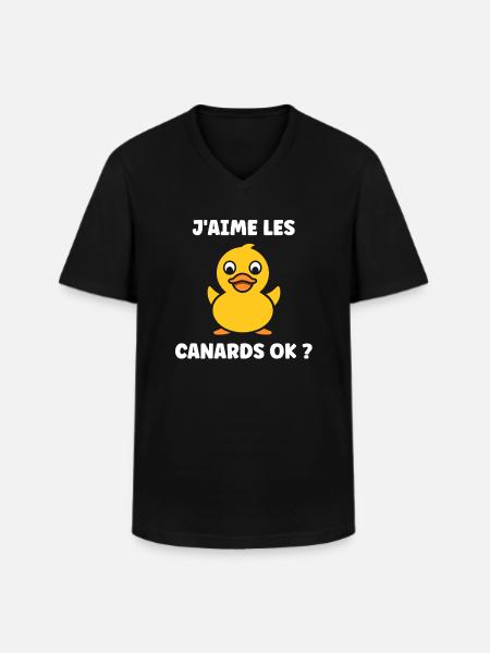 J'aime les canards - T-shirt col V Homme - noir