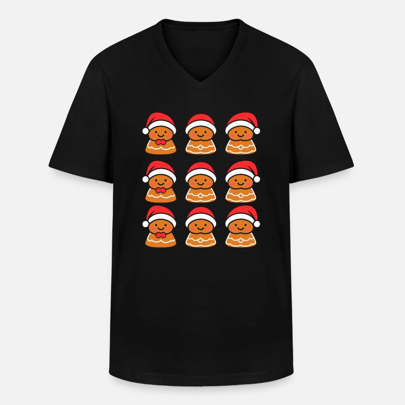 Lebkuchenmann - Männer-T-Shirt mit V-Ausschnitt - Schwarz