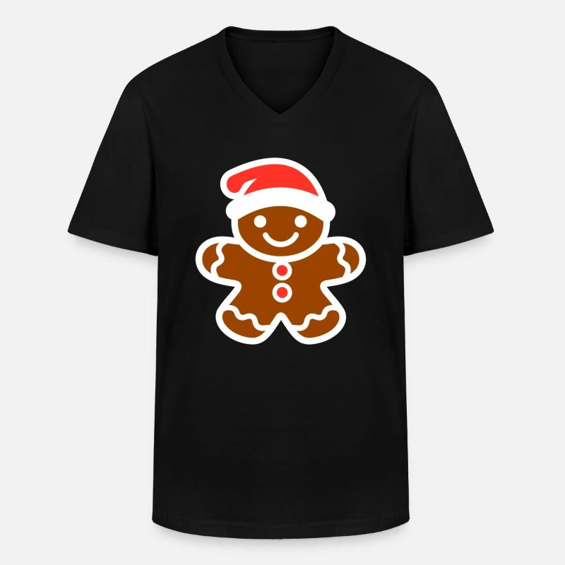 Lebkuchenmann - Männer-T-Shirt mit V-Ausschnitt - Schwarz