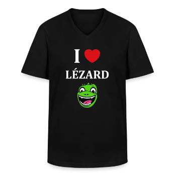 christmas reindeer cute funny smile with christmas - T-shirt col V Homme - noir - Devant - AI Model Male 178 dark (178cm)