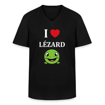 christmas reindeer cute funny smile with christmas - T-shirt col V Homme - noir - Devant - AI Model Male 178 dark (178cm)