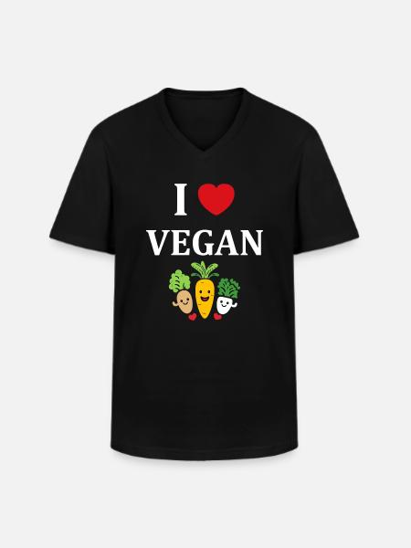 Humorous little vegan vegetables - Men's V-Neck T-Shirt - black