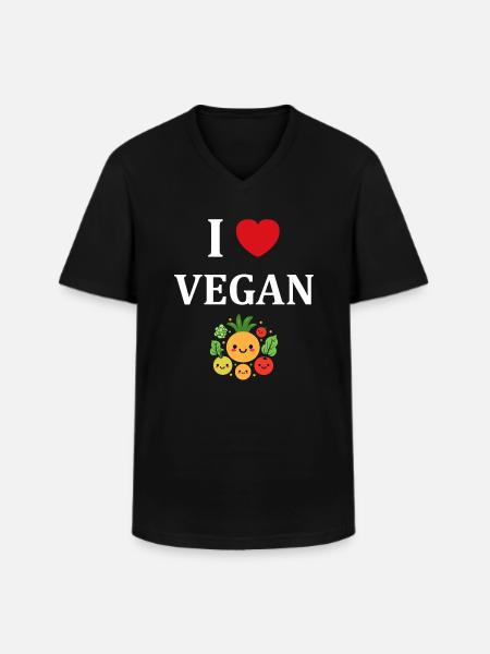 Humorous little vegan vegetables - Men's V-Neck T-Shirt - black