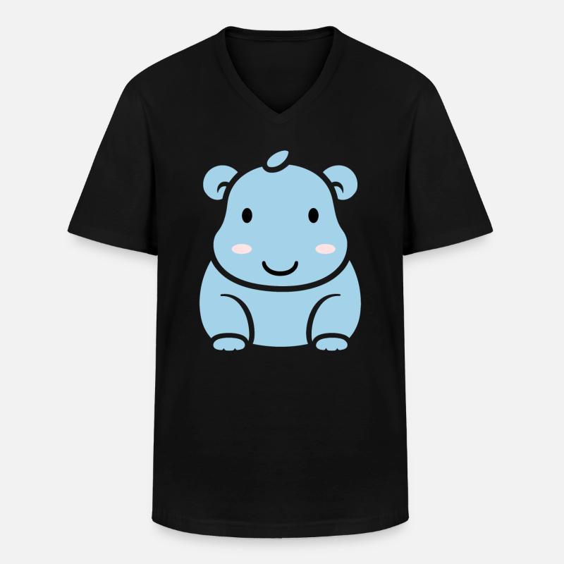 Liebe Kleines Nilpferd - Männer-T-Shirt mit V-Ausschnitt - Schwarz
