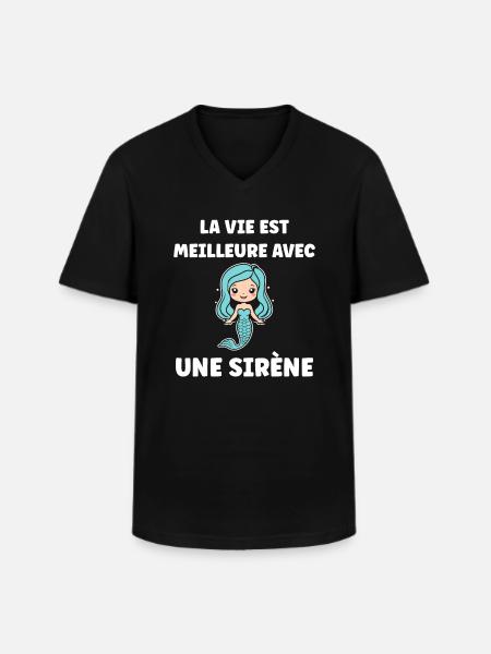 Humour petite sirène - T-shirt col V Homme - noir