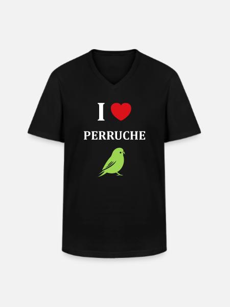 Oiseaux perruches humour petite perruche - T-shirt col V Homme - noir