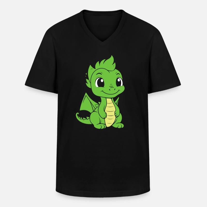 Baby-Drache - Männer-T-Shirt mit V-Ausschnitt - Schwarz