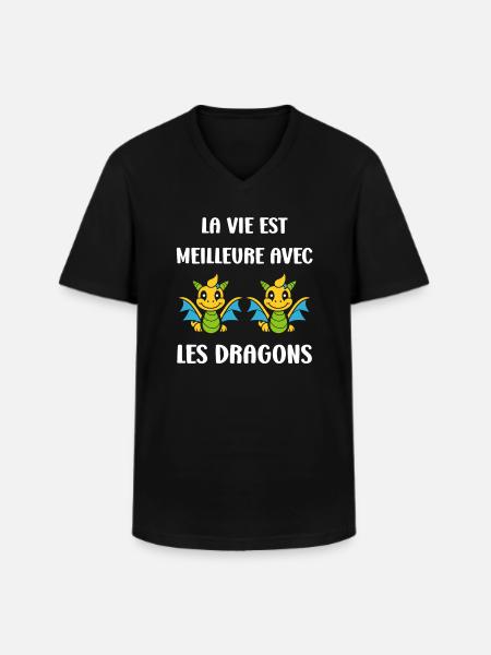 Bébé dragon - T-shirt col V Homme - noir