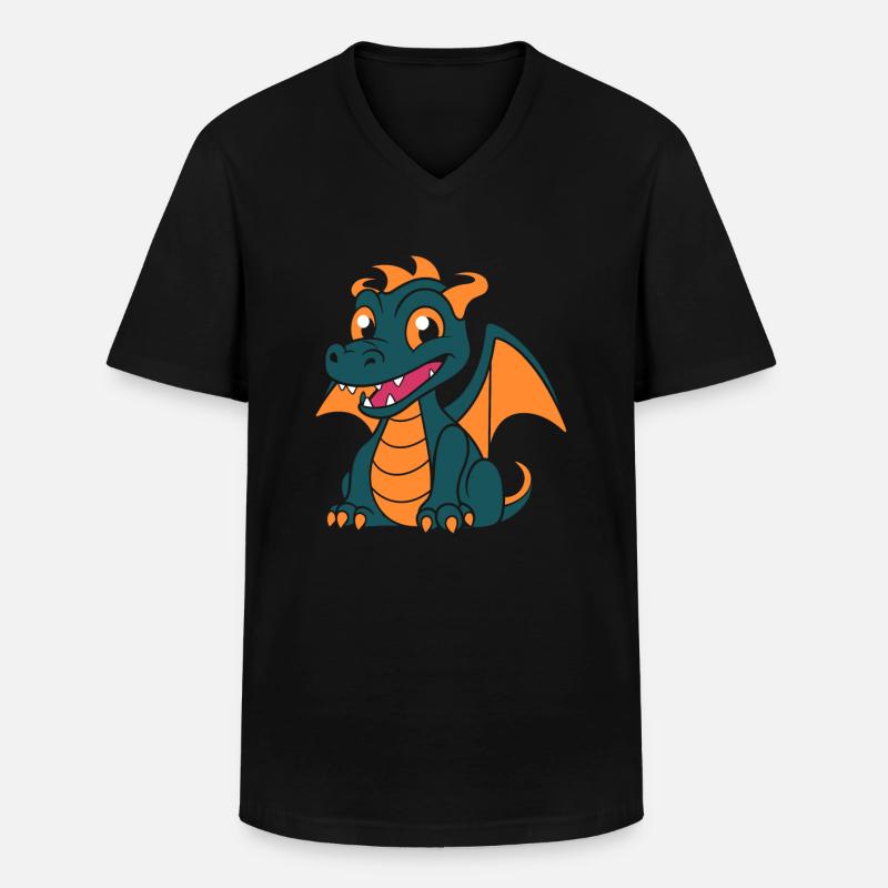 Baby-Drache - Männer-T-Shirt mit V-Ausschnitt - Schwarz