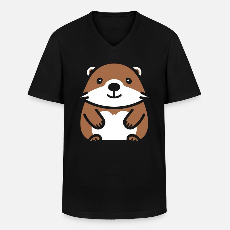 Einfaches Murmeltier - Männer-T-Shirt mit V-Ausschnitt - Schwarz