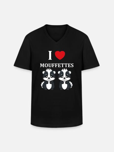 Humour Mouffette - T-shirt col V Homme - noir