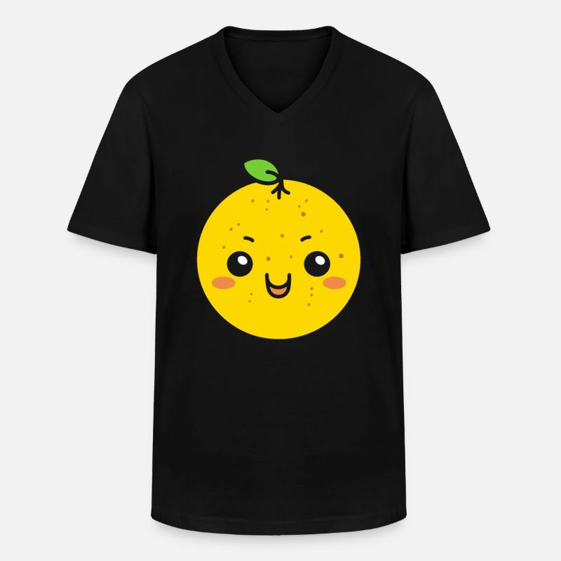 Zitrone - Männer-T-Shirt mit V-Ausschnitt - Schwarz